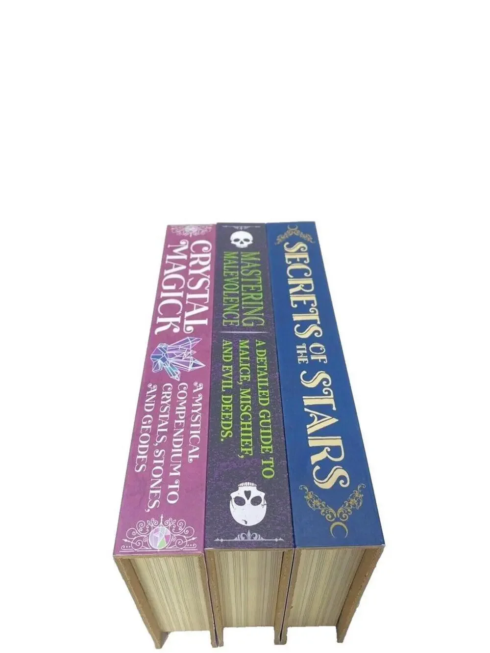 Halloween Spell Book, Tarot, Crystal Decor, Stacking Books, 3pc Brand New!